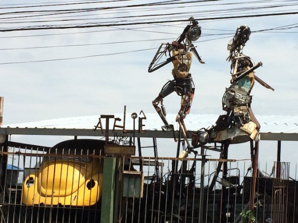 Playful art beside the road in Santa Teresa